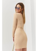 Rochie de culoare bej cu volane FG596 - Magazin online - Boutique